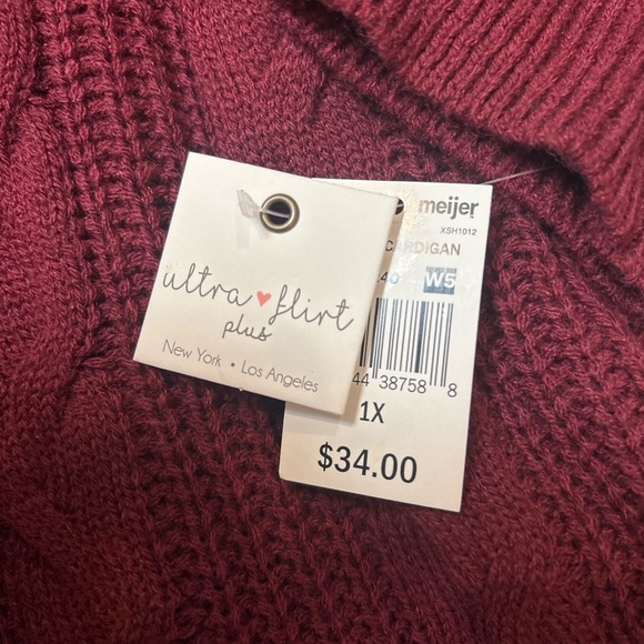 Ultra Flirt Plus Open Front Cable Knit Cardigan – Size 1X (NWT) BIN 1003 - Picture 3 of 4